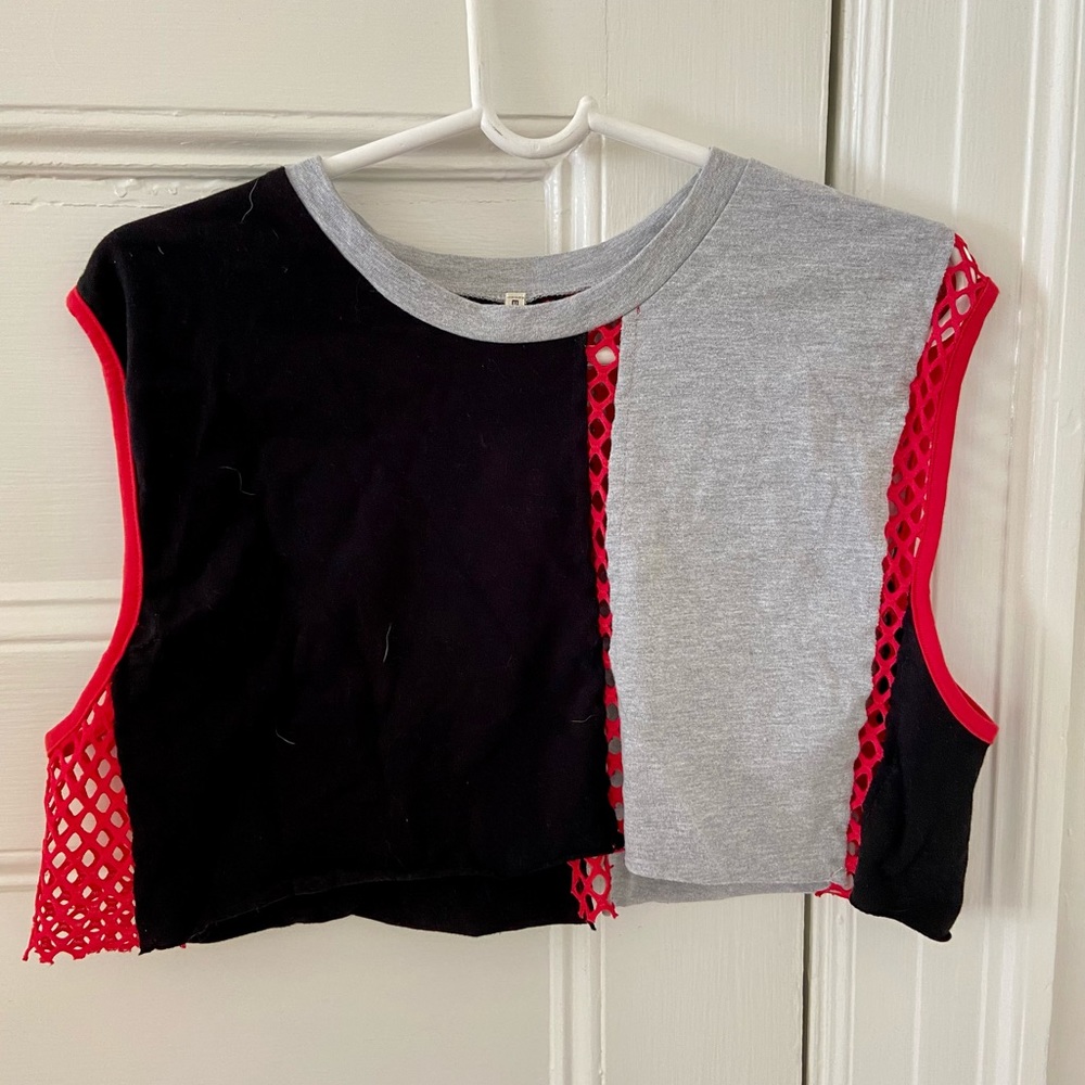 Cropped Mesh/Cotton Tank